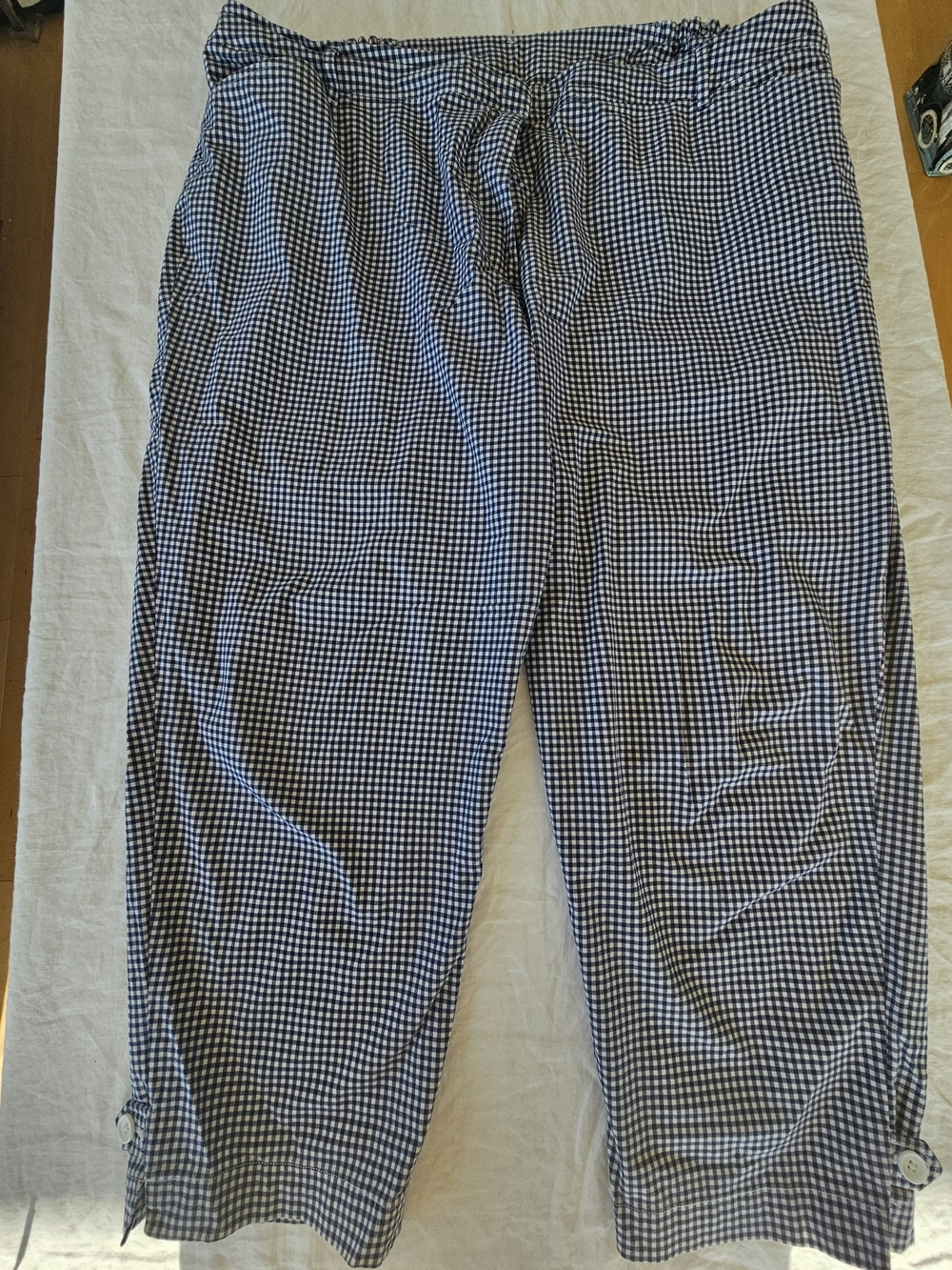 Talbots Navy and White Gingham Cotton Pants Size 22